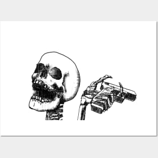 Skull with gun Posters and Art